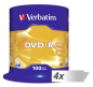 Preview: 4x100 Verbatim DVD-R 4,7GB 16x Speed, matt silver