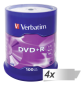 Preview: 4x100 Verbatim DVD+R 4,7GB 16x Speed, matt silver