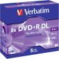 Preview: 1x5 Verbatim DVD+R Double Layer 8x Speed, Jewel Case 8,5GB