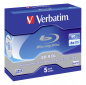 Preview: 1x5 Verbatim BD-R Blu-Ray 50GB 6x Speed, white blue Jewel Case