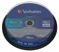 Preview: 1x10 Verbatim BD-R Blu-Ray 50GB 6x Speed, white blue Cakebox