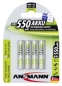 Preview: 1x4 Ansmann maxE NiMH Akku Micro AAA 550 mAh