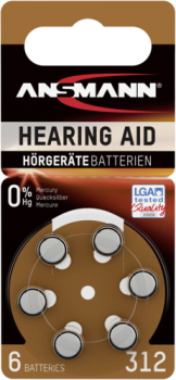1x6 Ansmann Zinc-Air 312 (PR 41) Hörgeräte Batterien