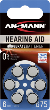 1x6 Ansmann Zinc-Air 675 (PR 44) Hörgeräte Batterien
