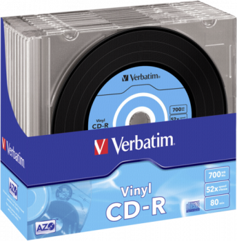 1x10 Verbatim CD-R 80 / 700MB 52x Speed, Vinyl Surface, Slim