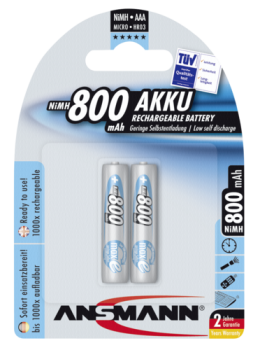 1x2 Ansmann maxE NiMH Akku Micro AAA 800 mAh deutsch