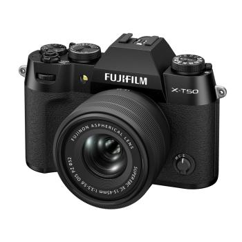 FUJIFILM X-T50 schwarz + XC 15-45 mm OIS PZ, Kamerakit