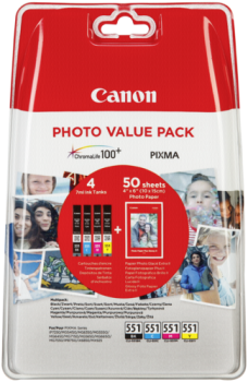 Canon CLI-551 Photo Value Pack C/M/Y/BK PP-201 10x15 cm 50 Bl.
