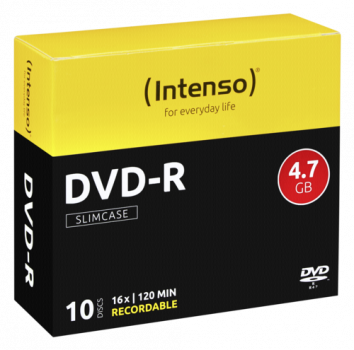 1x10 Intenso DVD-R 4,7GB 16x Speed, Slimcase