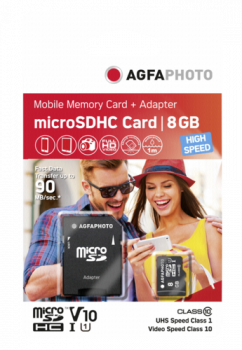 AgfaPhoto MicroSDHC UHS-I    8GB High Speed Class 10 U1 + Adapter