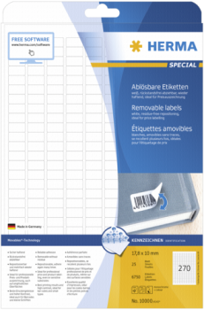 Herma Movables Etik. w.  17,8x10 25 Bl. DIN A4 6750 Stück   10000