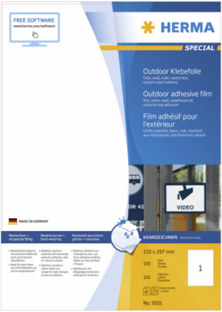 Herma Outd. Klebef.Etik. 210X297 weiß 50 Bl. DIN A4 50 Stück 9501