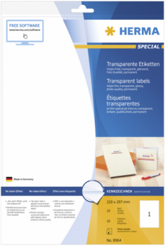Herma Injekt Etik. trans 210x297 10 Blatt DIN A4 10 Stück    8964