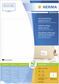 Herma Prem. Adressetik.148,5x205 400 Blatt DIN A5 400 Stück  8690