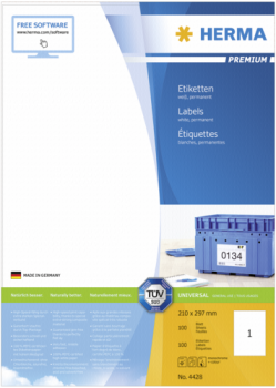 Herma Prem. Etiketten    210x297 100 Bl. DIN A4 100 Stück    4428