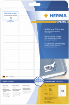 Herma Movables Etik.   45,7x21,2 25 Blatt DIN A4 1200 Stück  4346