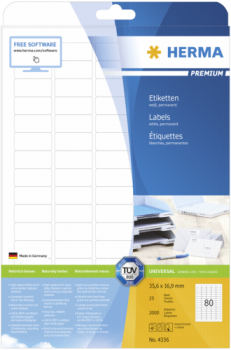 Herma Prem. Etiketten  35,6x16,9 25 Blatt DIN A4 2000 Stück  4336