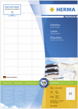 Herma Prem. Etiketten  38,1x21,2 100 Blatt DIN A4 6500 Stück 4270