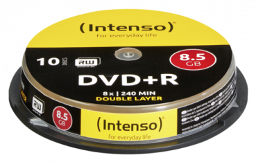 1x10 Intenso DVD+R 8,5GB 8x Speed, Double Layer Cakebox