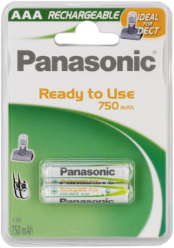 1x2 Panasonic Akku NiMH Micro AAA 750 mAh Ready to Use DECT
