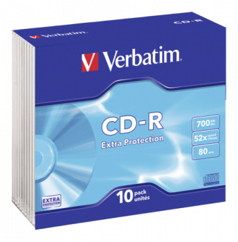 1x10 Verbatim CD-R 80 700MB 52x Data Life Slim Case