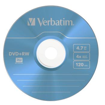 1x5 Verbatim DVD+RW 4,7GB 4x Speed Colour Surface Slimcase