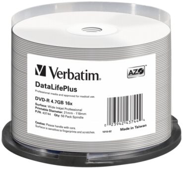 1x50 Verbatim DVD-R 4,7GB 16x wide printable NON-ID