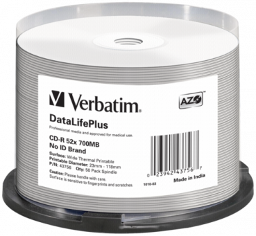 1x50 Verbatim CD-R 80 / 700MB 52x white wide thermal printable