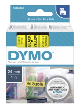 Dymo D1 Schriftband 24 mm x 7 m schwarz auf gelb           53718