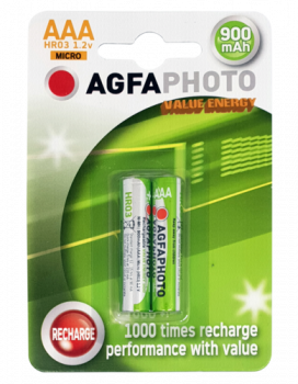 1x2 AgfaPhoto Akku NiMh Micro AAA 900 mAh