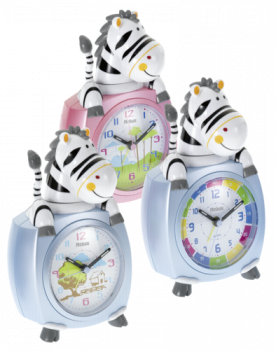 Mebus 26637 Kinder-Quarzwecker Motiv Zebra    farblich sortiert