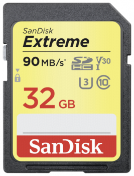 SanDisk Extreme SDHC Video  32GB 90MB/s V30    SDSDXVE-032G-GNCIN