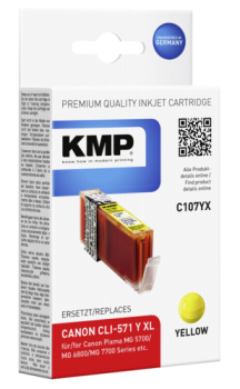 KMP C107YX Tintenpatrone yellow komp. mit Canon CLI-571 XL Y