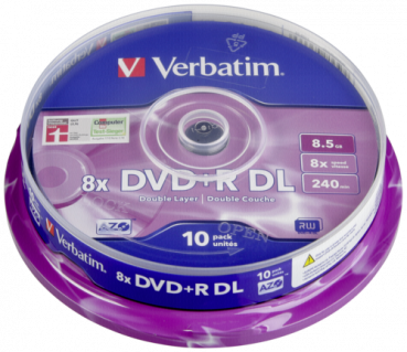 1x10 Verbatim DVD+R Double Layer 8x Speed, 8,5GB matt silver