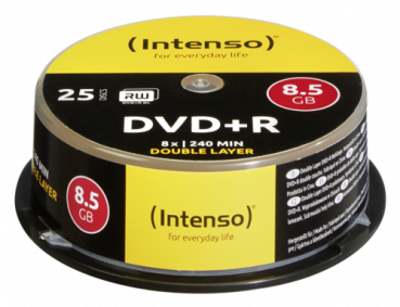 1x25 Intenso DVD+R 8,5GB 8x Speed, Double Layer Cakebox