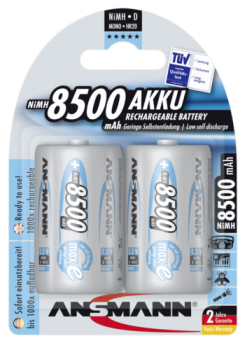 1x2 Ansmann maxE NiMH Akku Mono D 8500 mAh deutsch