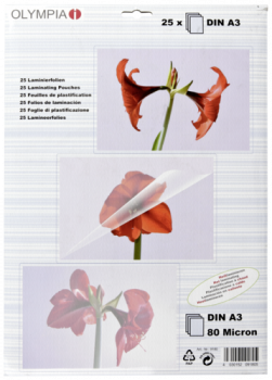 1x25 Olympia Laminierfolien DIN A3 80 micron            9180
