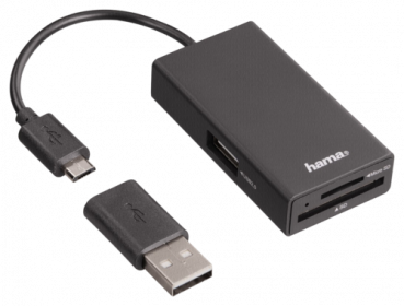 Hama USB 2.0 OTG Hub/Kartenleser für Smartphone /Tablet/Notebook