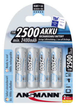 1x4 Ansmann maxE NiMH Akku 2500 Mignon AA 2400 mAh