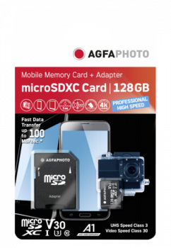 AgfaPhoto MicroSDXC UHS I  128GB Prof. High Speed U3 + Adapter