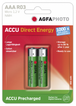 1x2 AgfaPhoto Akku NiMh Micro AAA 950 mAh Direct Energy