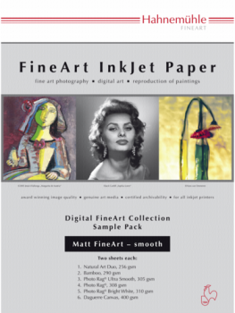 Hahnemühle Digital FineArt A 4 Testpack matte, glatte Papiere