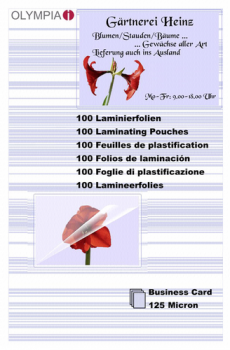 1x100 Olympia Laminierfolien Visitenkarten 125 micron    9179