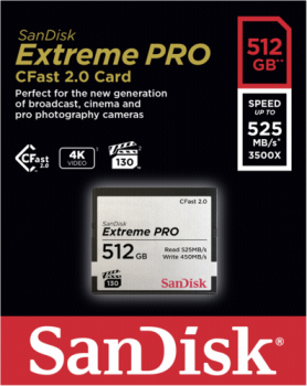 SanDisk CFAST 2.0 VPG130   512GB Extreme Pro     SDCFSP-512G-G46D
