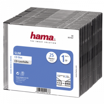 1x25 Hama CD-Leerhülle CD-Box- Slim Schwarz               51167