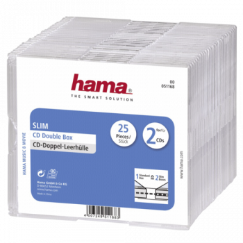 1x25 Hama CD-Leerhülle CD-Box- Slim Double                51168