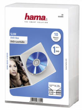1x10 Hama DVD-Leerhülle Slim Transparent 50% Platzersp. 83890