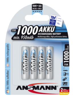 1x4 Ansmann NiMH Akku 1000 Micro AAA 950 mAh