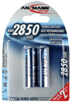1x2 Ansmann NiMH Akku 2850 Mignon AA 2650 mAh