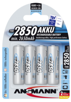 1x4 Ansmann NiMH Akku 2850 Mignon AA 2650 mAh